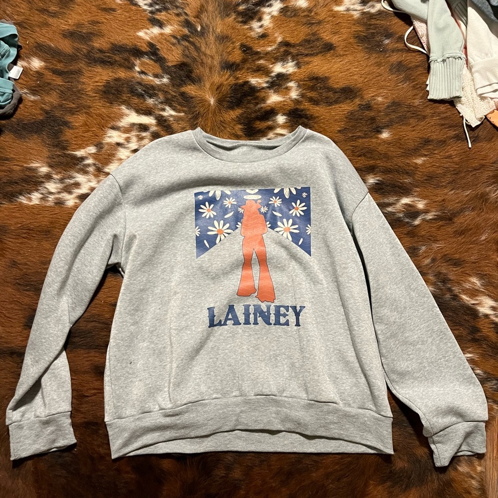 Gray Graphic Sweatshirt with Floral Design